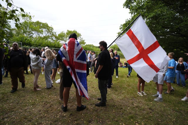 A demo outside a hotel 