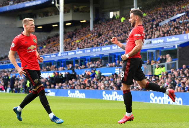 Bruno Fernandes, right, has settled in well at Manchester United (Peter Byrne/PA)