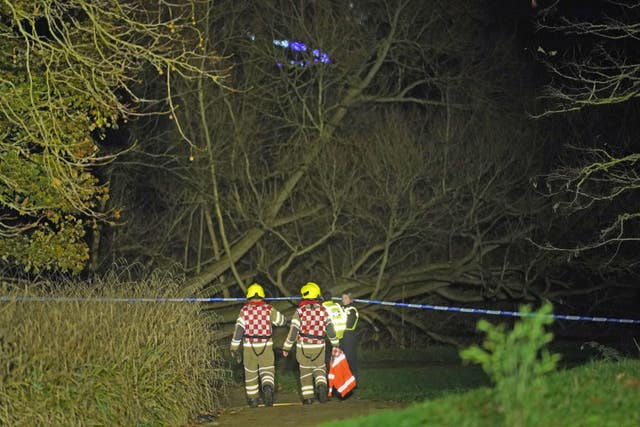 Emergency personnel at the scene in Babbs Mill Park in Kingshurst, Solihull 