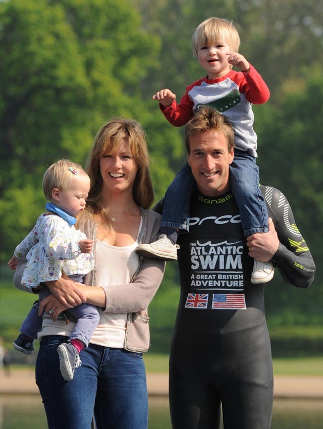 Adventurer Ben Fogle with his wife Marina and children Iona (left) and Ludo (right) in 2012