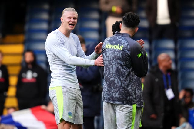 Manchester City’s Erling Haaland celebrates 