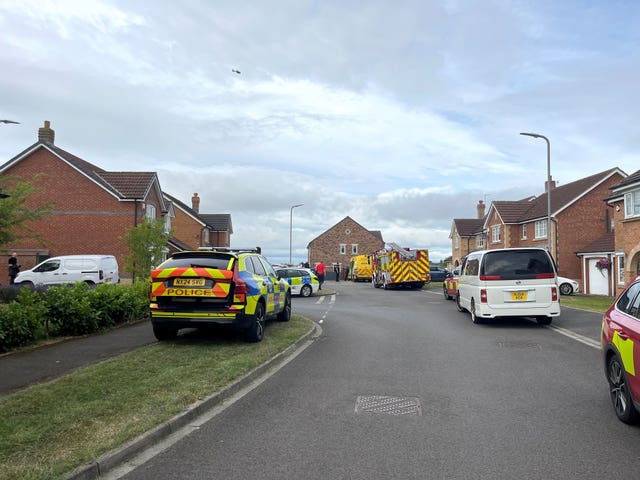 Emergency services at Ramsey Gardens, Ingleby Berwick, Teesside, where a major search is ongoing for 13-year-old Mylo Capilla