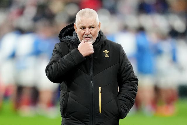 Wales head coach Warren Gatland puts his hand up to his chin