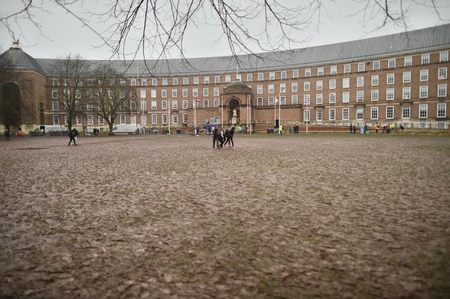 The ground was left muddy after the protest (Ben Birchall/PA)