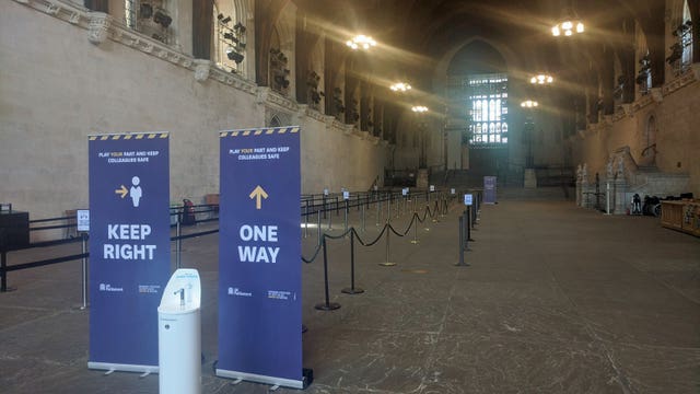 The queuing system which has been put in place at Westminster Hall in the Palace of Westminster