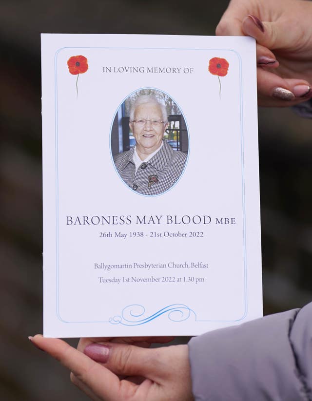Baroness May Blood funeral