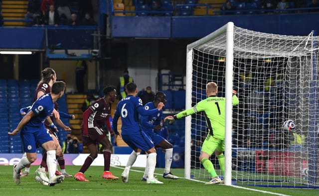 Antonio Rudiger, second right, scores Chelsea's first goal