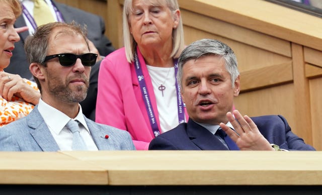 Prystaiko, right, in the royal box at Wimbledon last Thursday