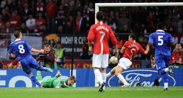 Frank Lampard scores in the 2018 Champions League final (PA)