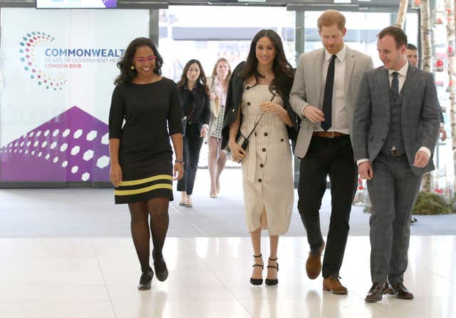 Prince Harry and Meghan Markle arrive at the Queen Elizabeth II Conference Centre in London (Yui Mok/PA)