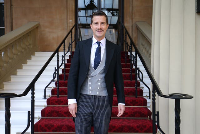 Bear Grylls arriving for his investiture ceremony at Buckingham Palace 