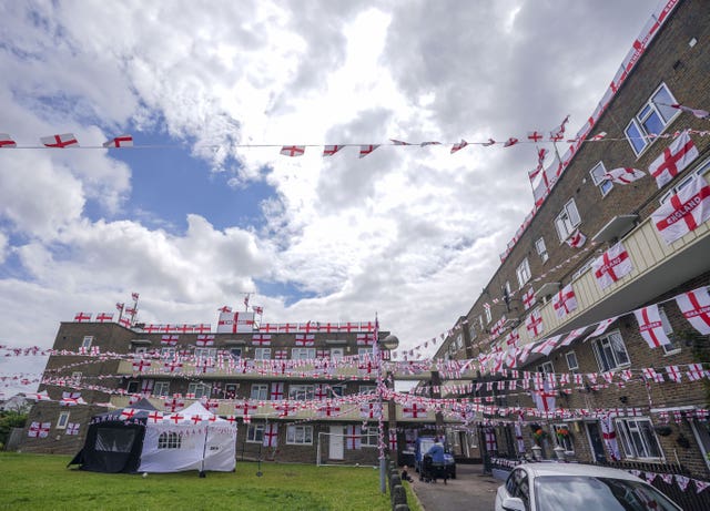The residents of Towfield Court in Feltham have transformed their estate with England flags for the Euro 2020 tournament 