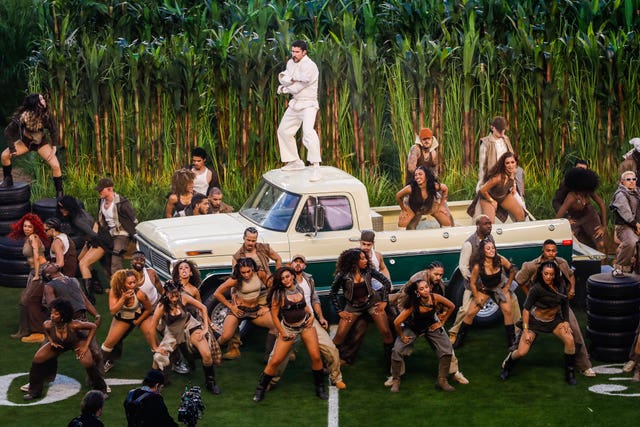 Bad Bunny during the Super Bowl half-time show