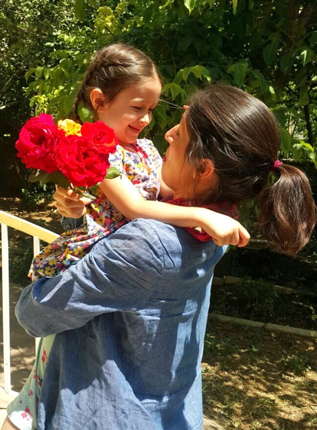 Nazanin Zaghari-Ratcliffe with her daughter Gabriella, after the charity worker was been given temporary release from prison in Iran for three days (The Free Nazanin campaign/PA)