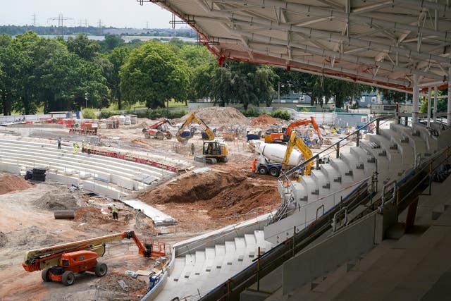 Building work takes place for the brand new stand under construction at Alexander Stadium