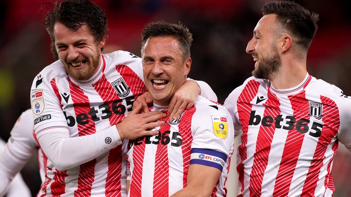 Phil Jagielka (centre) opened the scoring for Stoke (Mike Egerton/PA)