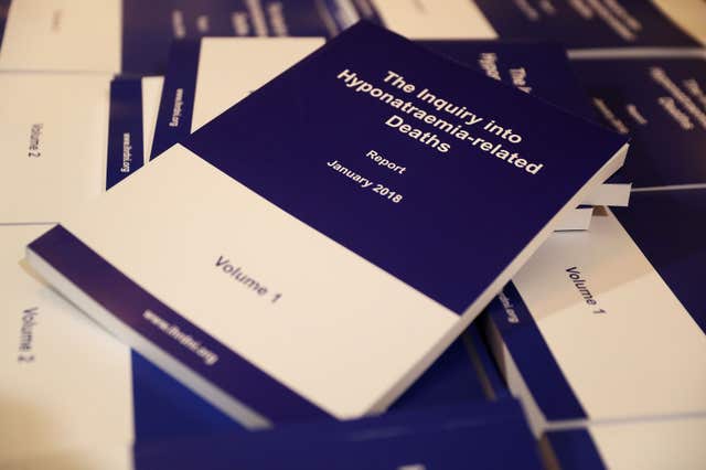 Copies of the findings of the hyponatraemia inquiry (PA)