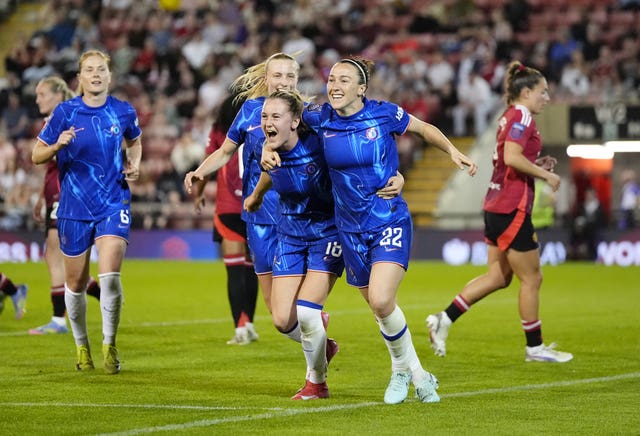 Lucy Bronze celebrates scoring for Chelsea