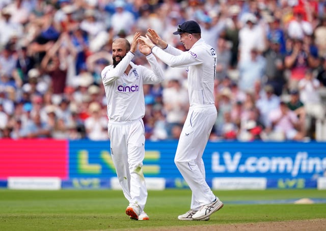 Moeen Ali, left, bowled Cameron Green with a beauty on Saturday (David Davies/PA)