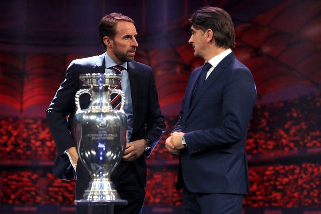 Gareth Southgate (left) and Croatia coach Zlatko Dalic at the Euro 2020 draw in Bucharest