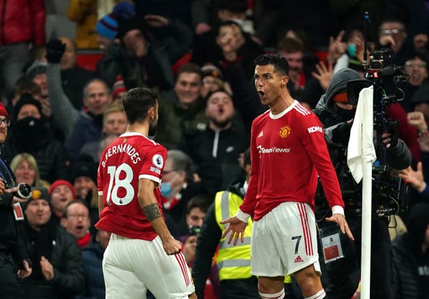 Cristiano Ronaldo, right, scored twice against Arsenal 
