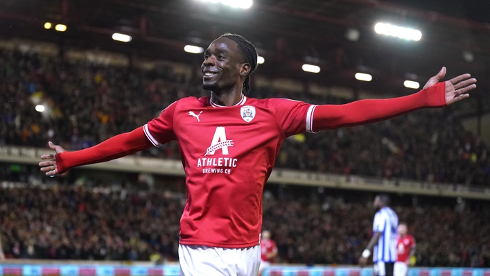 Barnsley’s Devante Cole celebrates scoring their side’s first goal of the game during the Sky Bet League One match at Oakwell Stadium, Barnsley. Picture date: Tuesday March 21, 2023.