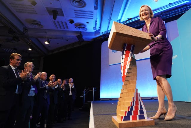 Liz Truss speaks at the Queen Elizabeth II Centre, London, after being announced as the new Conservative Party leader and next prime minister 