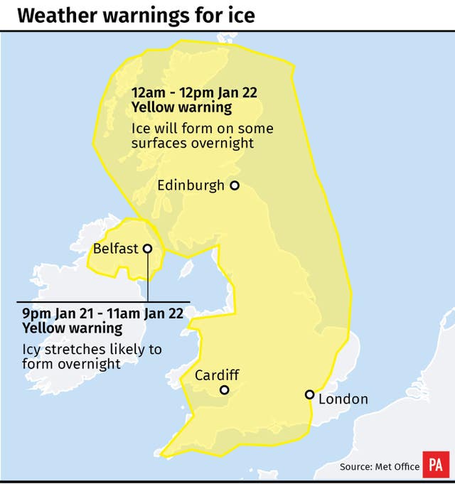 Weather warnings for ice