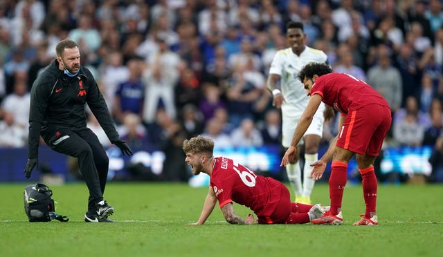 Liverpool’s Harvey Elliott was in distress after sustaining serious injury last Sunday at Elland Road