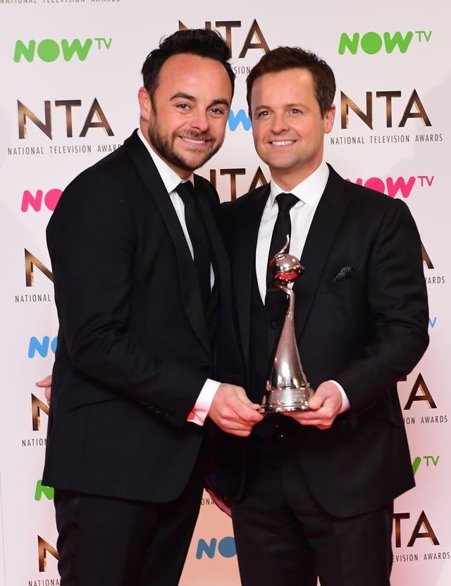 Ant and Dec in the press room with the award for Best Entertainment Programme ‘Saturday Night Takeaway’ at the National Television Awards 2017 (Ian West/PA)