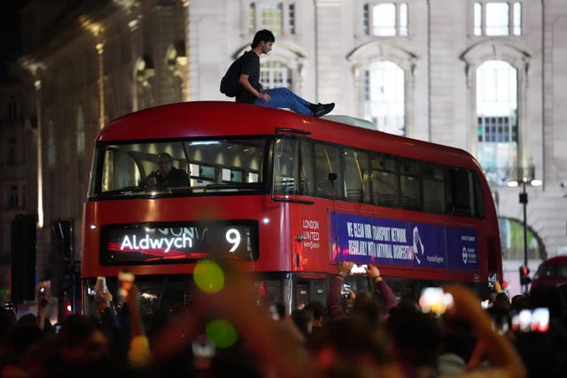 Fans watching England v Denmark