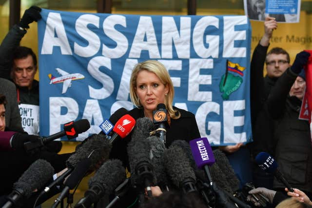 Mr Assange's lawyer Jennifer Robinson said the Government had refused to confirm or deny whether there is an extradition request from the US (John Stillwell/PA)