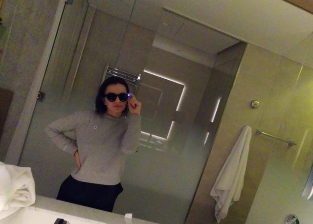 Vanya Gaberova in spy glasses