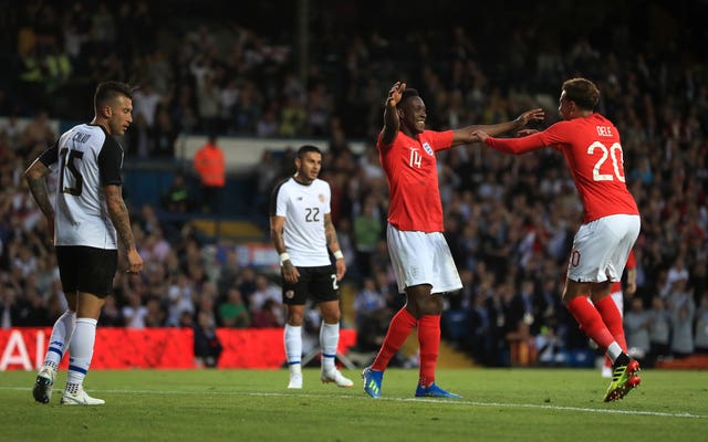 Welbeck (centre) scored England's last goal ahead of the World Cup in a 2-0 friendly win over Costa Rica