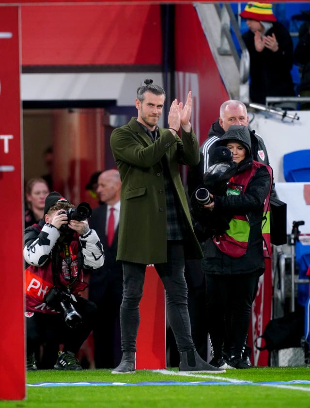 Gareth Bale applauds the fans in Cardiff 
