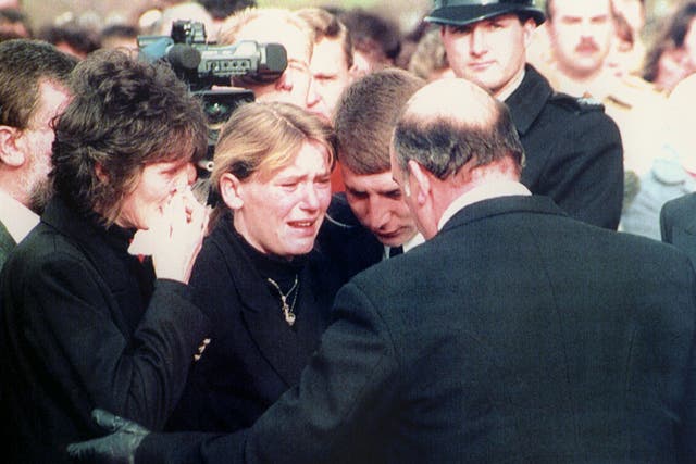 Nikki's mother at the youngster's funeral in Sunderland