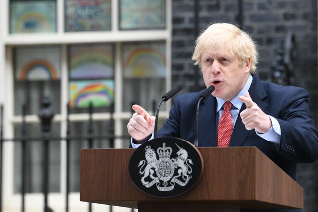 Prime Minister Boris Johnson makes a statement outside 10 Downing Street 