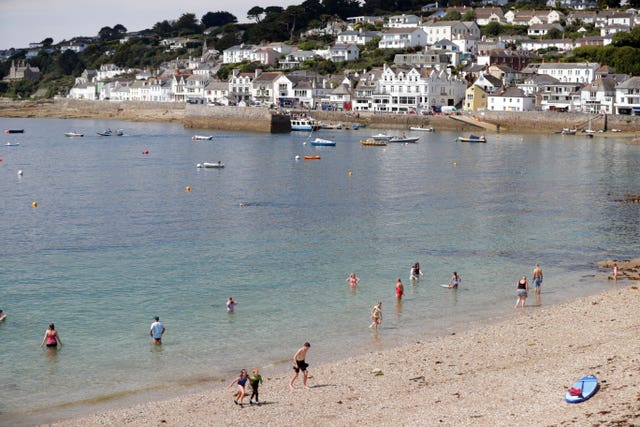 The beach at St Mawes in Cornwall over the summer