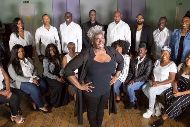 Karen Gibson and The Kingdom Choir who will be performing at the wedding of Prince Harry and Meghan Markle. (Rick Findler/PA)