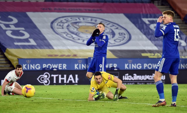 Jamie Vardy somehow failed to find the net against Southampton