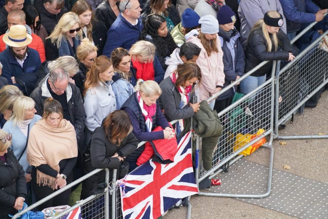 Emotional members of the public during the Queen's funeral