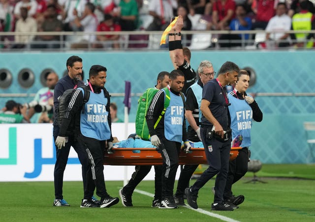 Beiranvand was eventually carried off on a stretcher