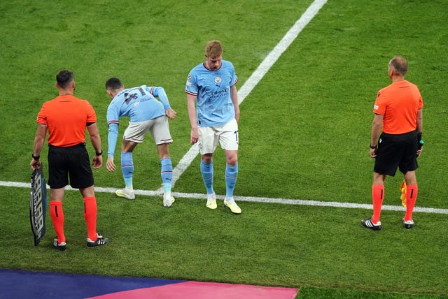 De Bruyne limped out of the Champions League final win over Inter Milan with a hamstring injury