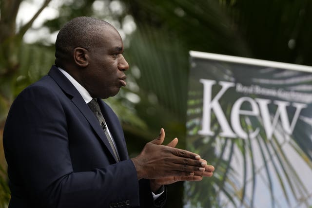 Foreign Secretary David Lammy giving a speech about tackling the climate and nature crisis at Kew Gardens in west London