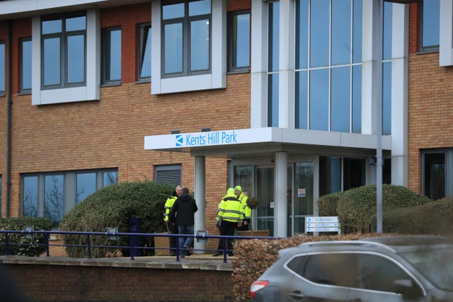 Staff outside Kents Hill Park Training and Conference Centre in Milton Keynes 