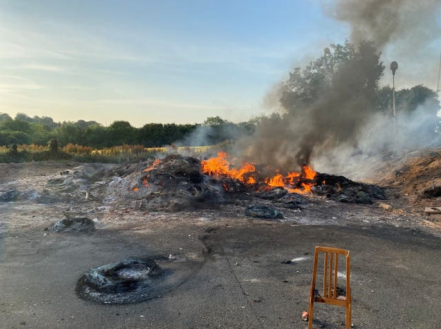 The remains of a bonfire