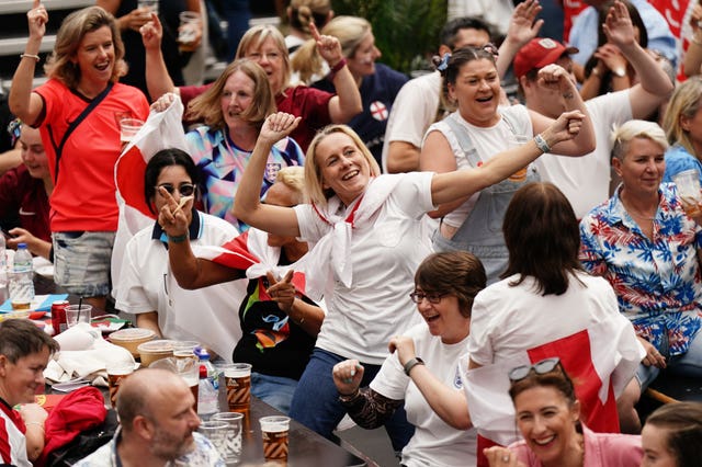 England fans watch a screening of the World Cup quarter-final match between England and Colombia at Boxpark in Croydon