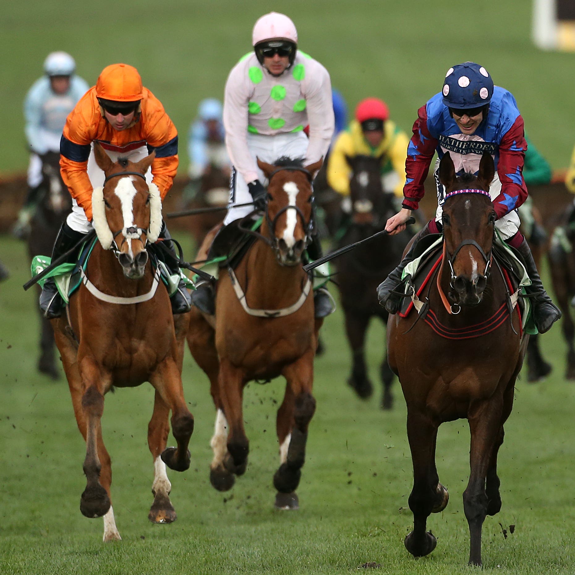 Sam Spinner (left) finishes second to Paisley Park in the Stayers' Hurdle at Cheltenham