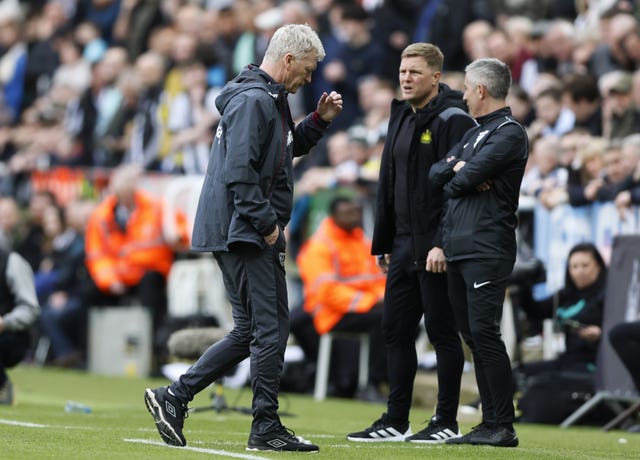 West Ham manager David Moyes appears dejected during his side's 4-3 Premier League defeat at Newcastle