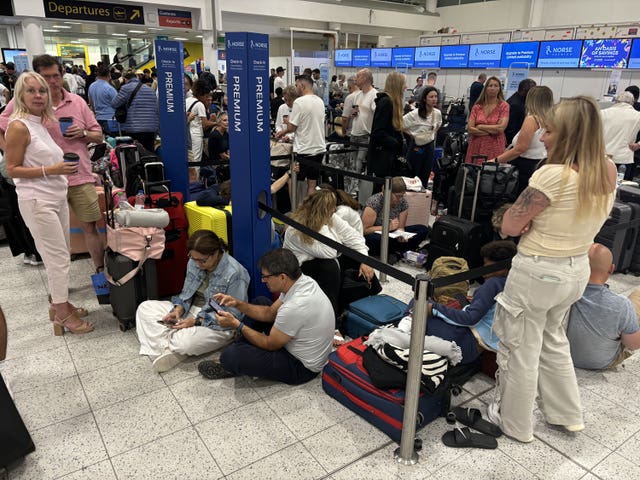 Passengers in the South Terminal at Gatwick Airport 